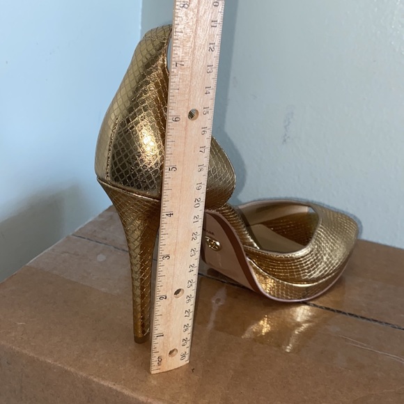 MICHAEL Kors Jordyn Snake Embossed Metallic Leather Platform Sandals - Picture 5 of 11